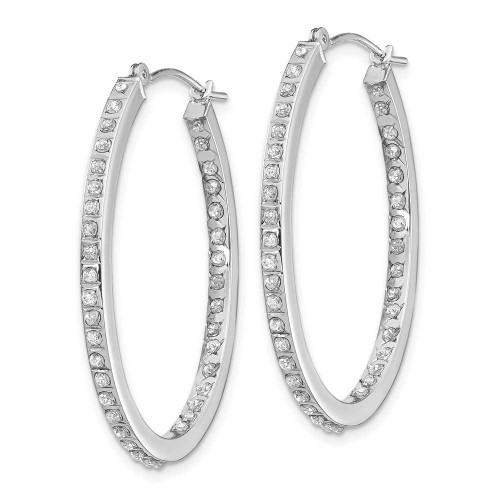 Image of 36mm 14K White Gold Diamond Fascination Oval Hinged Hoop Earrings DF238