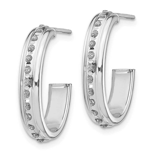 Image of 19mm 14K White Gold Diamond Fascination Post J Hoop Earrings