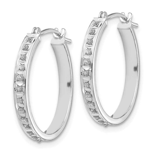 Image of 21mm 14K White Gold Diamond Fascination Round Hinged Hoop Earrings DF158