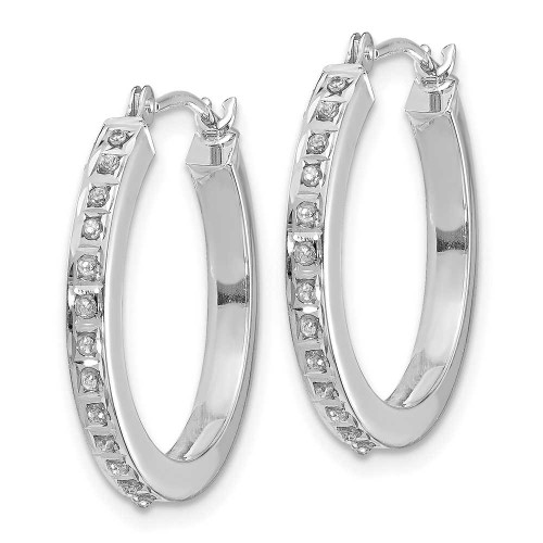 Image of 21mm 14K White Gold Diamond Fascination Round Hinged Hoop Earrings DF229