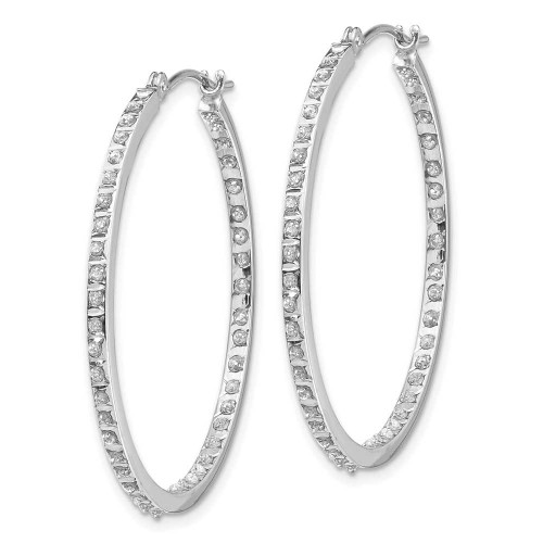 Image of 36mm 14K White Gold Diamond Fascination Round Hinged Hoop Earrings DF255