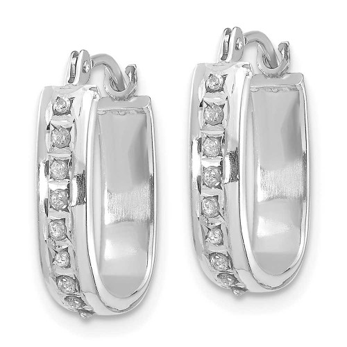 Image of 16mm 14K White Gold Diamond Fascination Squared Hinged Hoop Earrings DF159