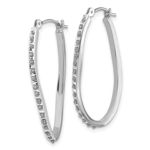 Image of 30mm 14K White Gold Diamond Fascination Twist Hinged Hoop Earrings