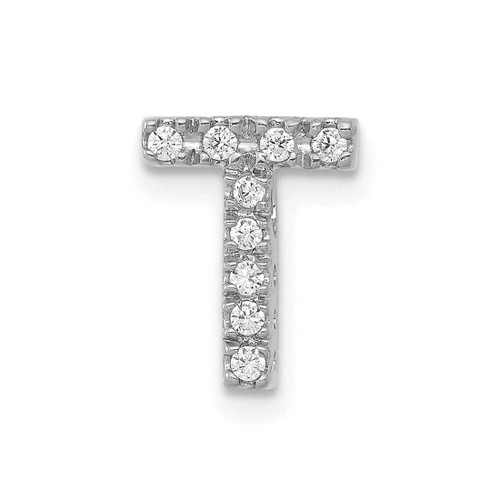 Image of 14K White Gold Diamond Initial T Pendant