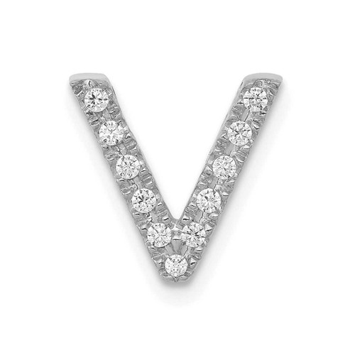 Image of 14K White Gold Diamond Initial V Pendant
