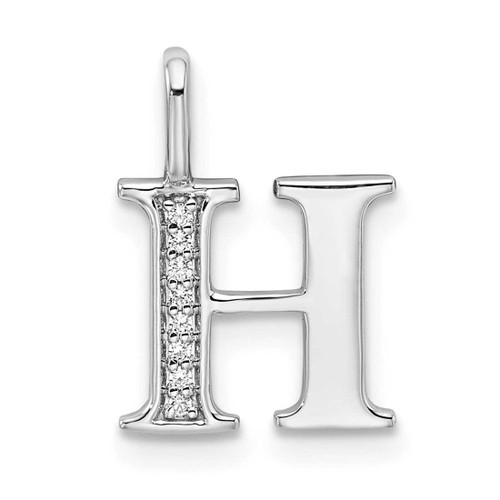 Image of 14K White Gold Diamond Letter H Initial Pendant PM8365H-003-WA