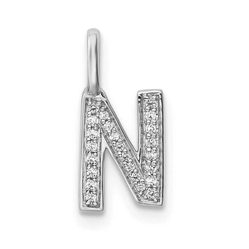 Image of 14K White Gold Diamond Letter N Initial Pendant PM8367N-008-WA