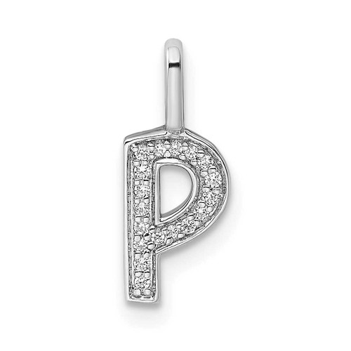 Image of 14K White Gold Diamond Letter P Initial Pendant PM8367P-006-WA