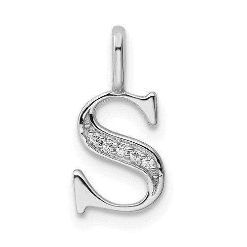 Image of 14K White Gold Diamond Letter S Initial Pendant PM8365S-002-WA