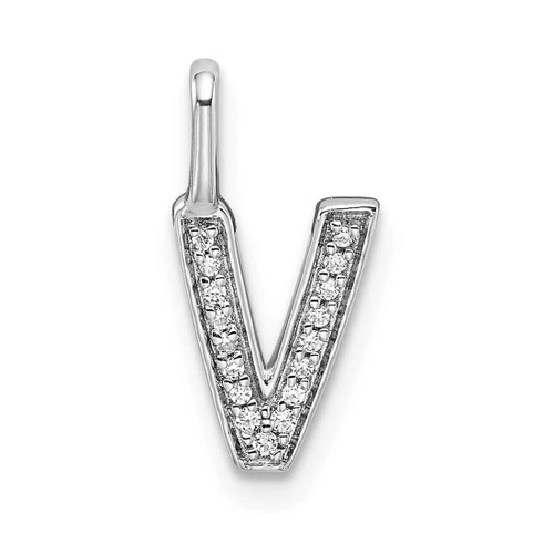 Image of 14K White Gold Diamond Letter V Initial Pendant PM8367V-005-WA