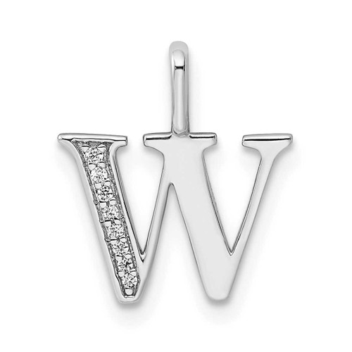 Image of 14K White Gold Diamond Letter W Initial Pendant PM8365W-003-WA