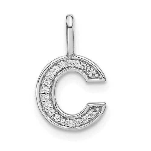 Image of 14K White Gold Diamond Lower Case Letter C Initial Pendant PM8368C-006-WA