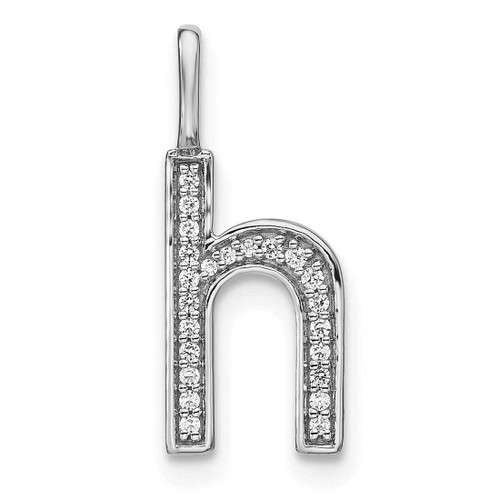 Image of 14K White Gold Diamond Lower Case Letter H Initial Pendant PM8368H-008-WA