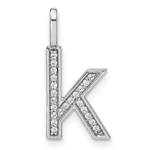 Image of 14K White Gold Diamond Lower Case Letter K Initial Pendant PM8368K-008-WA