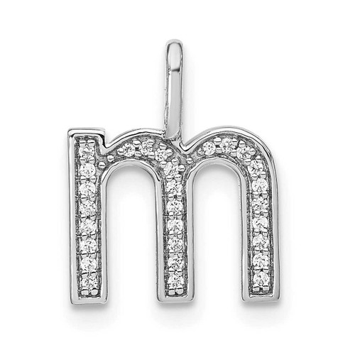 Image of 14K White Gold Diamond Lower Case Letter M Initial Pendant PM8368M-010-WA