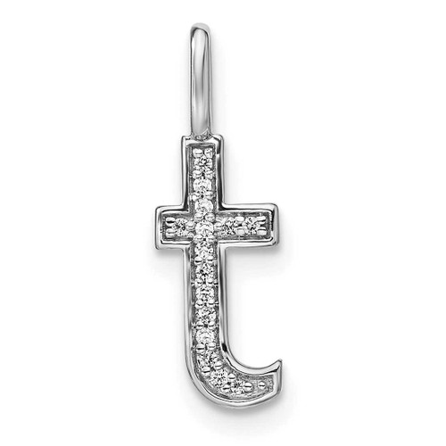 Image of 14K White Gold Diamond Lower Case Letter T Initial Pendant PM8368T-005-WA