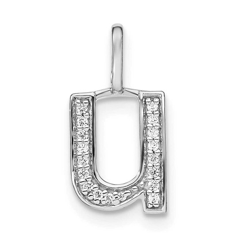 Image of 14K White Gold Diamond Lower Case Letter U Initial Pendant PM8368U-006-WA