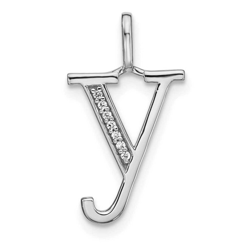 Image of 14K White Gold Diamond Lower Case Letter Y Initial Pendant PM8366Y-002-WA