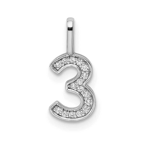 Image of 14K White Gold Diamond Number 3 Pendant PM8370-3-006-WA