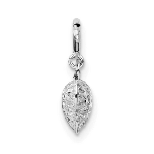 Image of 14K White Gold Diamond-cut Heart Spring Ring Charm