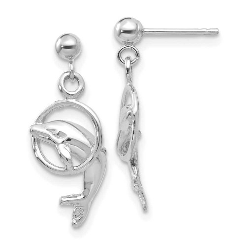 Image of 22mm 14K White Gold Dolphin Dangle Earrings