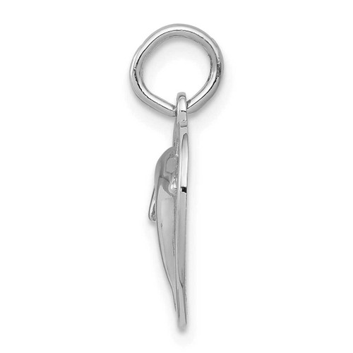 Image of 14K White Gold Dolphin In Heart Charm