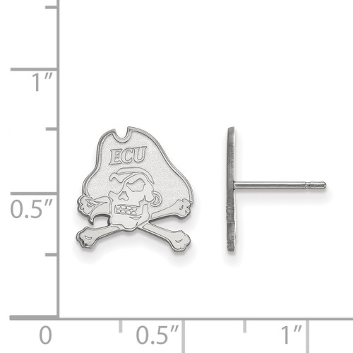 14K White Gold East Carolina University Small Post Earrings by LogoArt 4W009ECU