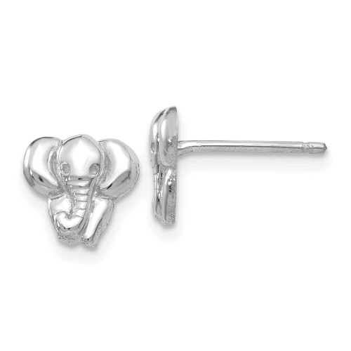 Image of 7mm 14K White Gold Elephant Stud Earrings