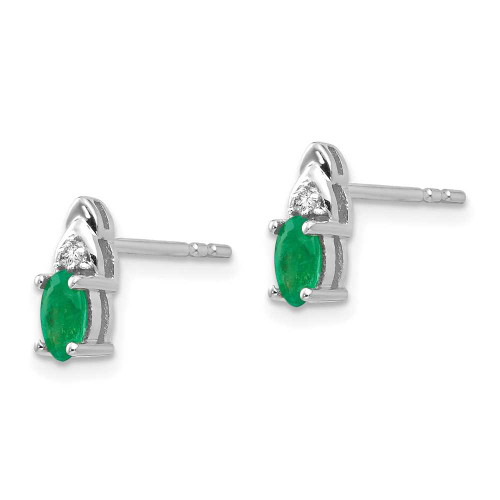 Image of 9mm 14K White Gold Emerald and Diamond Earrings XBS237