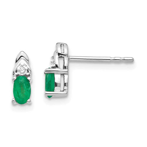 Image of 9mm 14K White Gold Emerald and Diamond Earrings XBS237