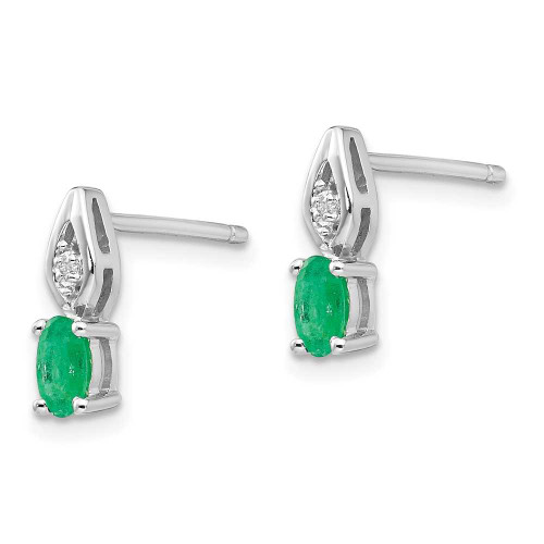 Image of 12mm 14K White Gold Emerald and Diamond Earrings XBS309