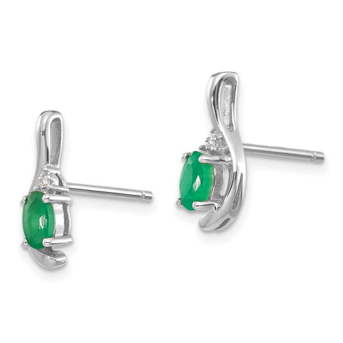 Image of 14mm 14K White Gold Emerald and Diamond Earrings XBS381