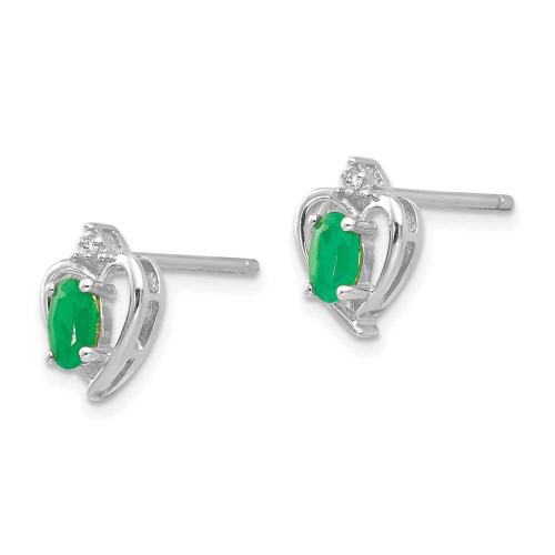 Image of 17mm 14K White Gold Emerald and Diamond Stud Earrings XBS453