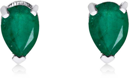 Image of 14K White Gold Emerald Pear-Shaped Earrings