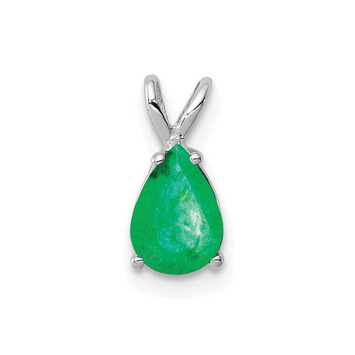 Image of 14K White Gold Emerald Pendant