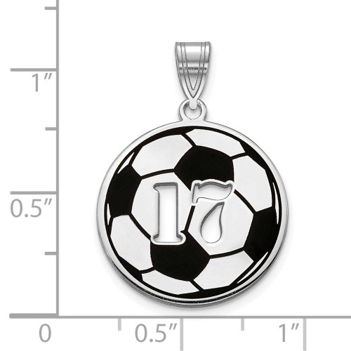 Image of 14k White Gold Epoxied Soccer Ball Pendant with Number