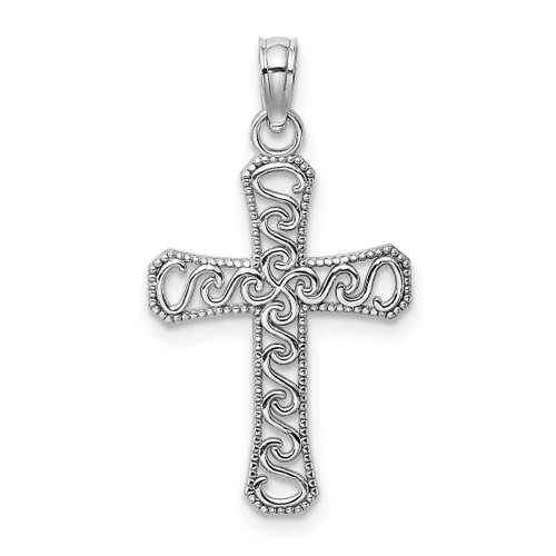 Image of 14K White Gold Fancy Cross Pendant