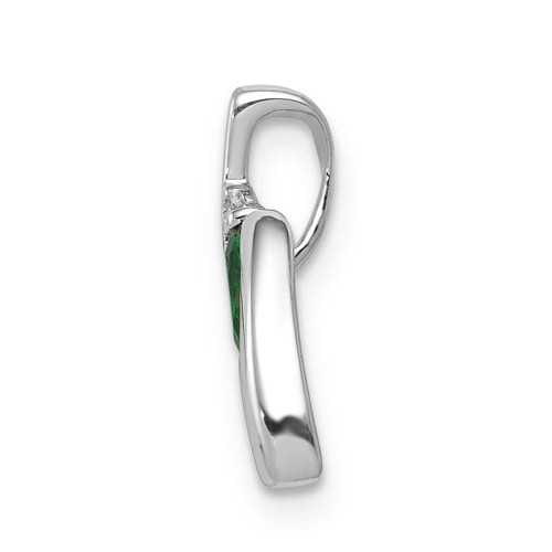 Image of 14K White Gold Fancy Diamond & Emerald Pendant