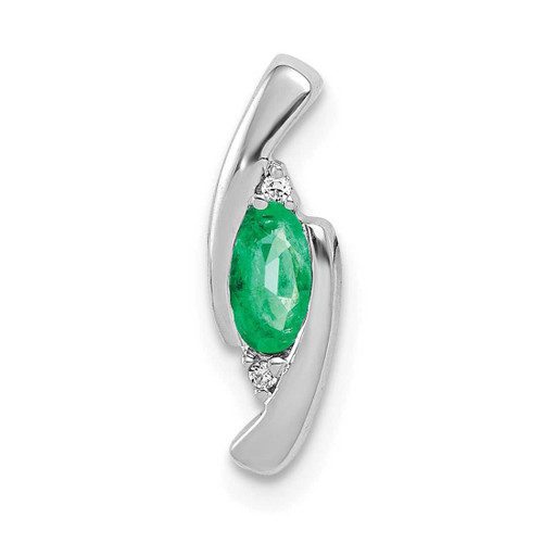 Image of 14K White Gold Fancy Diamond & Emerald Pendant