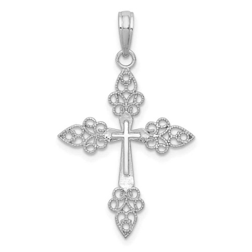 Image of 14K White Gold Filigree Cross Pendant