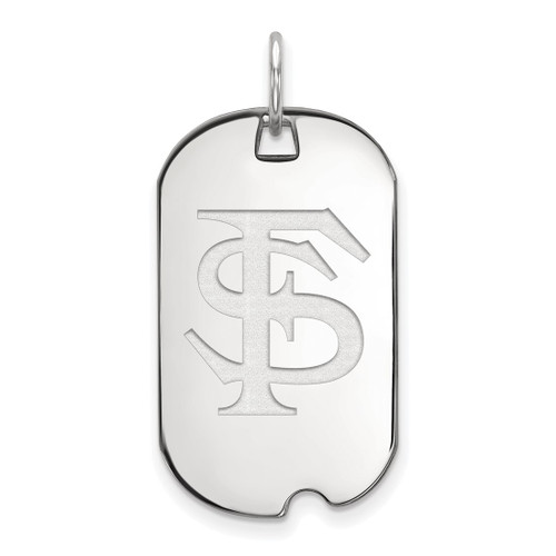 14K White Gold Florida State University Small Dog Tag by LogoArt