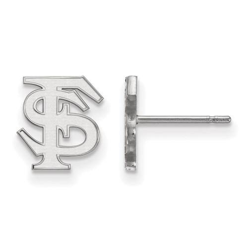 14K White Gold Florida State University X-Small Post Earrings LogoArt (4W008FSU)
