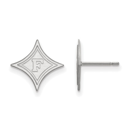 14K White Gold Furman University Small Post Earrings by LogoArt