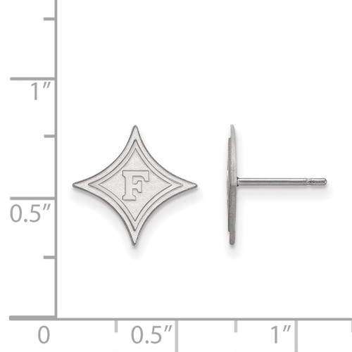 14K White Gold Furman University Small Post Earrings by LogoArt