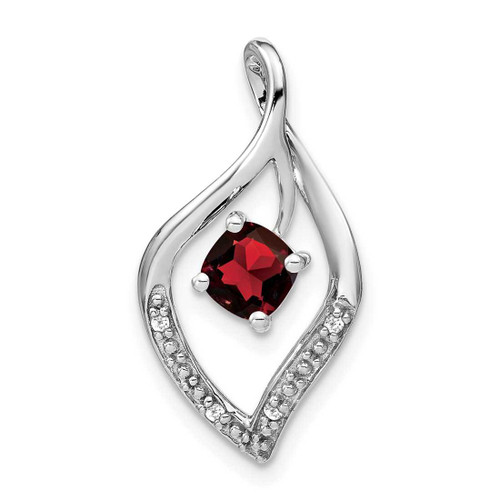 Image of 14K White Gold Garnet & Diamond Pendant PM7035-GA-003-WA