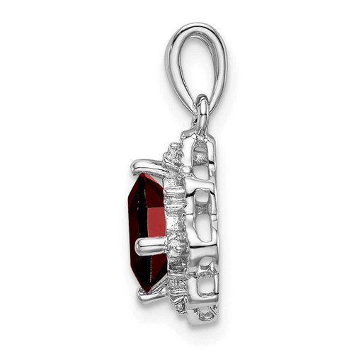 Image of 14K White Gold Garnet & Diamond Scalloped Pendant