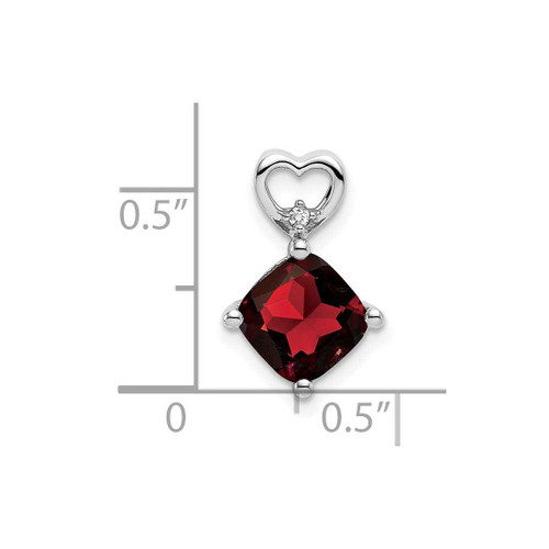 Image of 14K White Gold Garnet and Diamond Heart Chain Slide Pendant