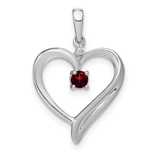 Image of 14k White Gold Garnet and Diamond Heart Pendant PM7005-GA-001-WA
