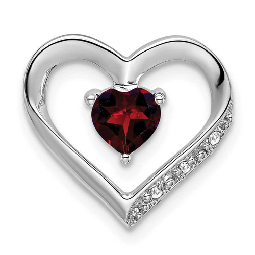 Image of 14k White Gold Garnet and Diamond Heart Pendant PM7017-GA-003-WA