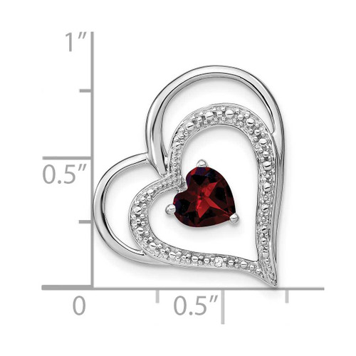 Image of 14k White Gold Garnet and Diamond Mom Heart Pendant PM7024-GA-001-WA